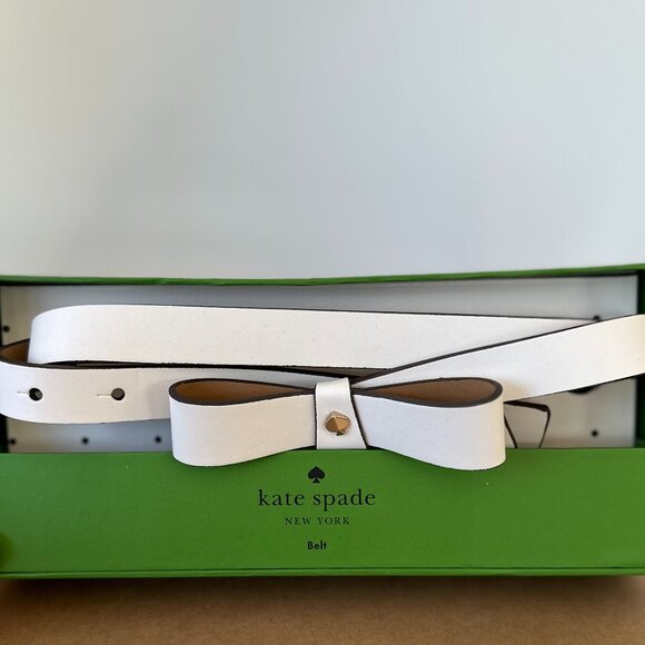 Kate Spade NWTB Leather BONE color Bow Belt Small/Medium $68 - Picture 1 of 2